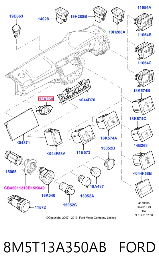 Przycisk włączania światła awaryjnego do Ford Focus II DA, HCP, DP