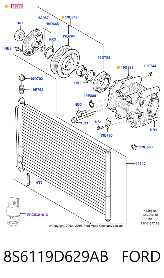 8S6119D629AB Ford Sprężarka klimatyzacji