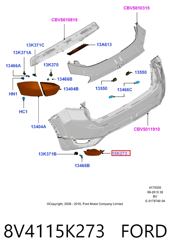 8V4115K273 Ford Przednia lampa przeciwmgielna tylna lewa