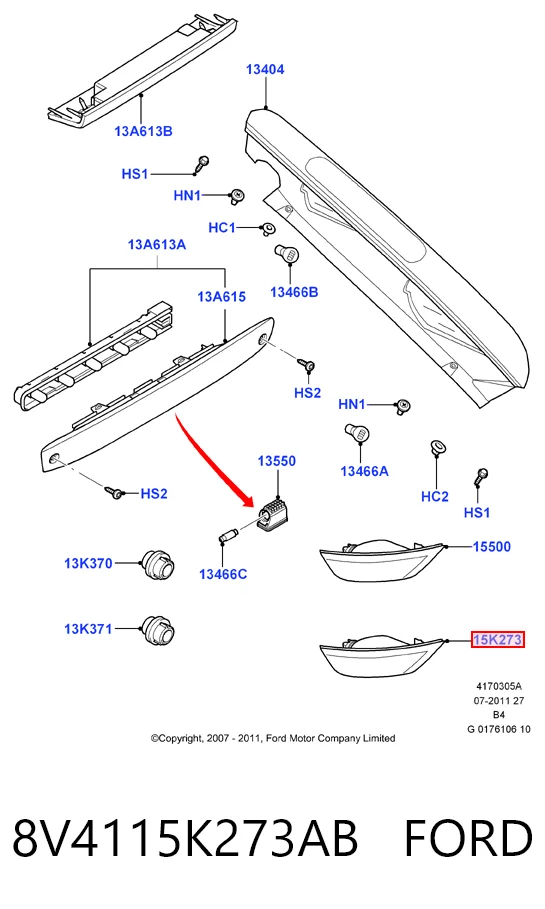 8V4115K273AB Ford Przednia lampa przeciwmgielna tylna lewa