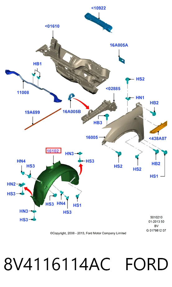 Nadkole błotnika przedniego prawe Ford Kuga I SUV (CBV) (2008 - 2012) cena, od 37,91 USD