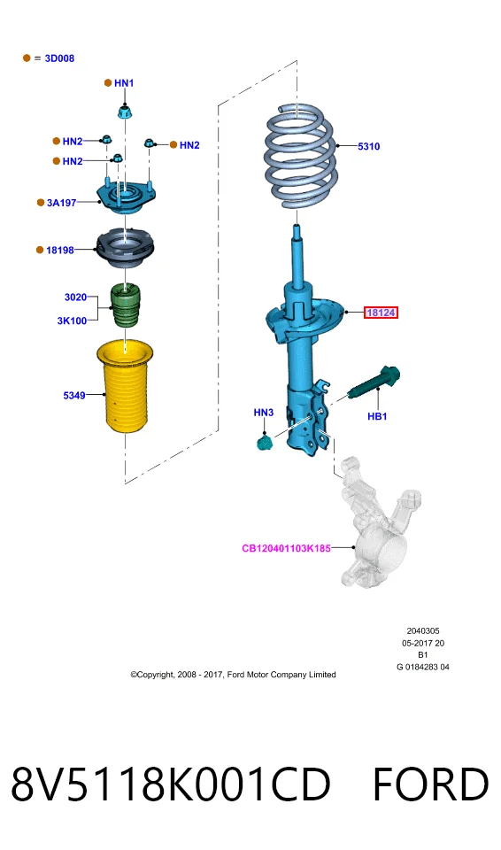 Amortyzator przedni do Ford Fiesta Mk6 CB1
