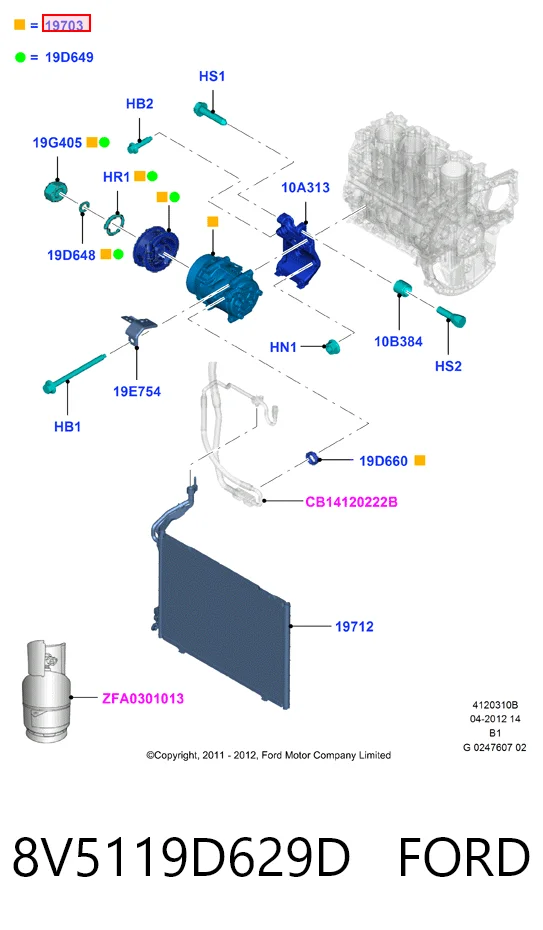 8V5119D629D Ford Sprężarka klimatyzacji