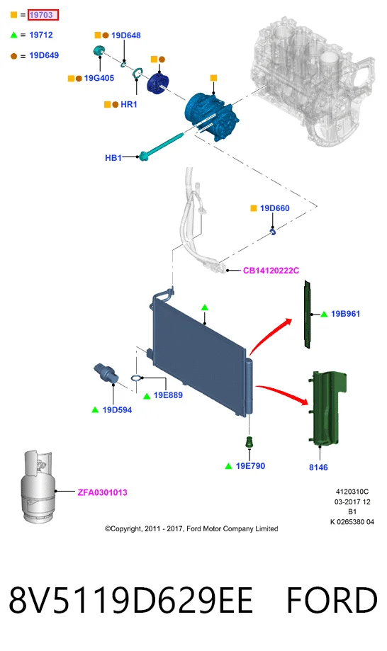 8V5119D629EE Ford Sprężarka klimatyzacji