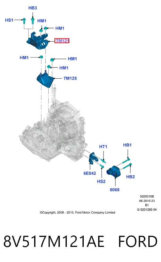 8V517M121AE Ford Poduszka (podpora) silnika lewa