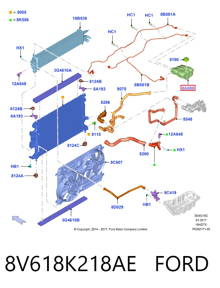 8V618K218AE Ford Zbiorniczek wyrównawczy układu chłodzenia