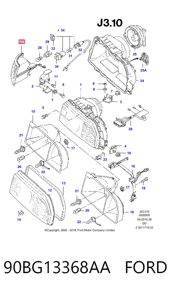 Kierunkowskaz prawy Ford Sierra II sedana (GBG, GB4) (1987 - 1993) cena, od 13,25 USD