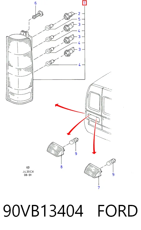 Lampa zespolona tylna prawa do Ford Transit IV E