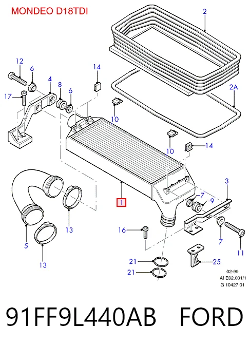 Chłodnica intercoolera do Ford Escort VI GAL