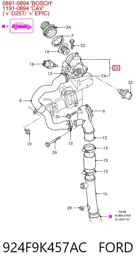 924F9K457AC Ford Obudowa termostatu