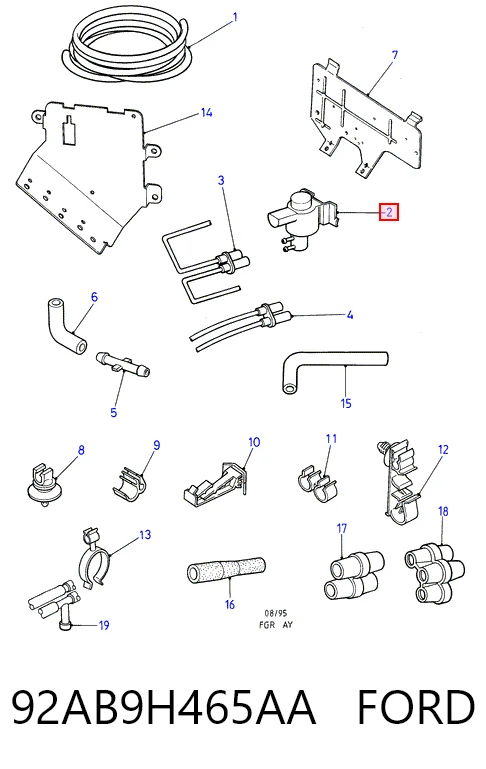 92AB9H465AA Ford Zawór elektromagnetyczny regulacji klapy EGR