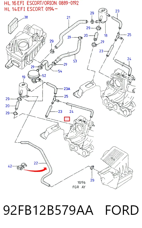 Czujnik przepływu powietrza, przepływomierz powietrza M.A.F. Ford Escort VI hatchback (GAL) (1992 - 1995) cena, od 29,21 USD