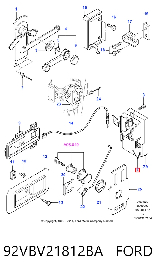 Do koszyka Zamek drzwi przednich prawych Ford Transit IV T