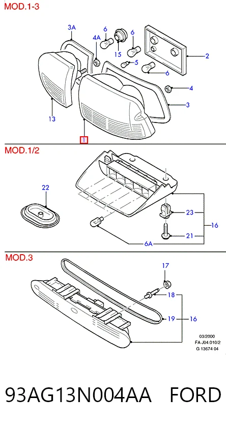 Do koszyka Lampa zespolona tylna prawa Ford Escort VI GAL
