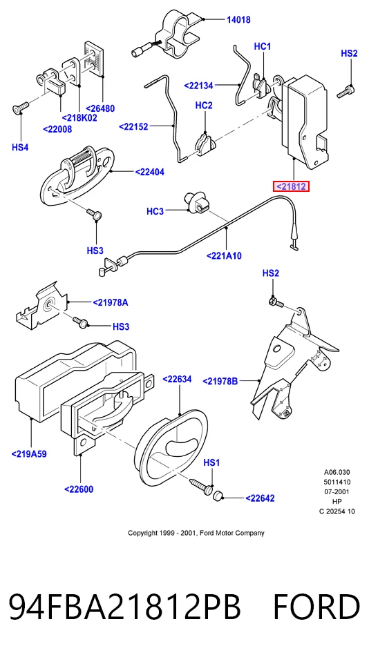 Zamek drzwi przednich prawych Ford Ka hatchback (RBT) (1996 - 2008) cena, od 61,43 USD
