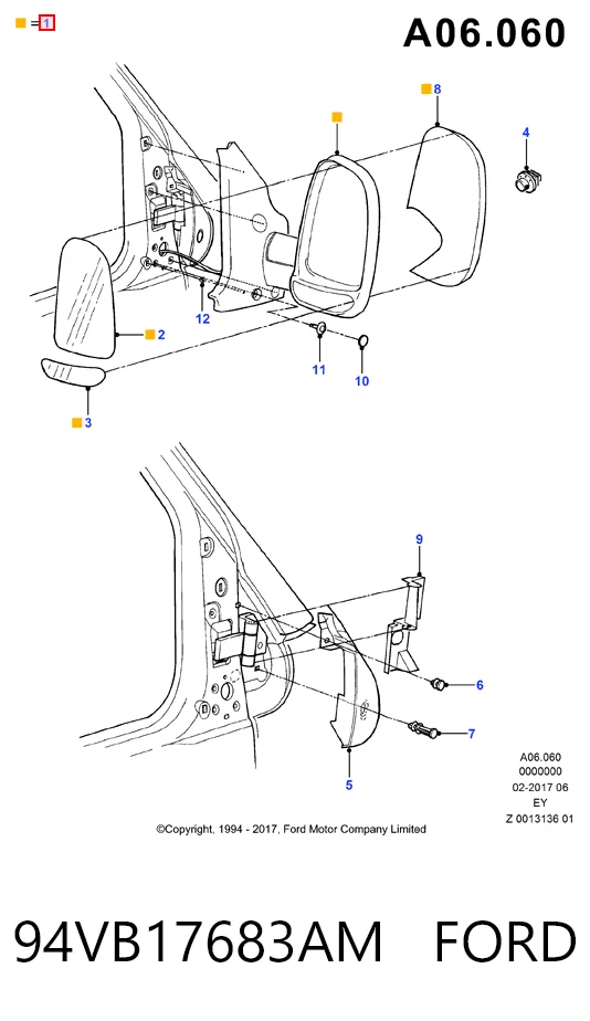 Do koszyka Lusterko wsteczne lewe Ford Transit IV E