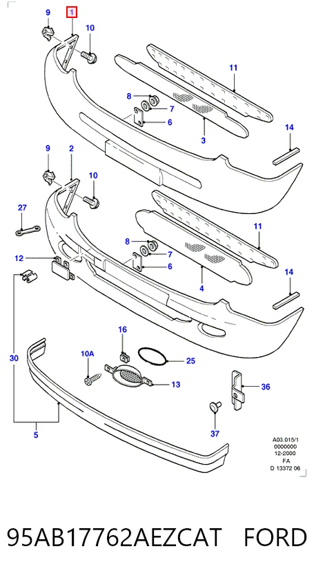 Zderzak przedni Ford Escort VII hatchback (GAL, AAL, ABL) (1995 - 1998) cena, od 47,46 USD