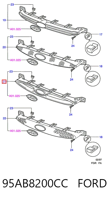 Atrapa chłodnicy Ford Escort CLASSIC hatchback (AAL, ABL) (1998 - 2000) cena, od 46,19 USD