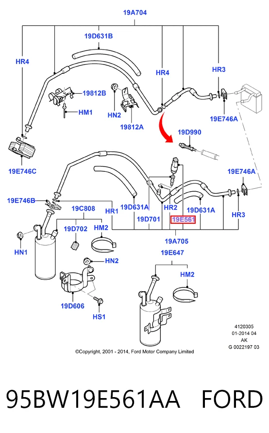 95BW19E561AA Ford Czujnik ciśnienia bezwzględnego klimatyzacji
