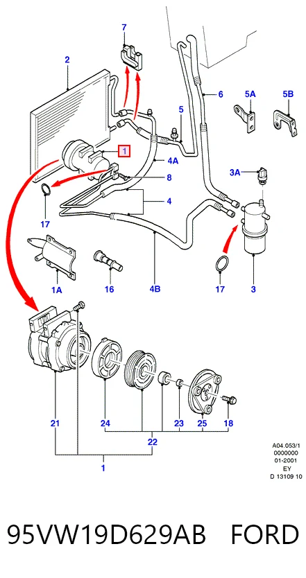 Do koszyka Sprężarka klimatyzacji Ford Transit IV E