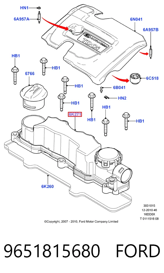 9651815680 Ford Pokrywa zaworowa