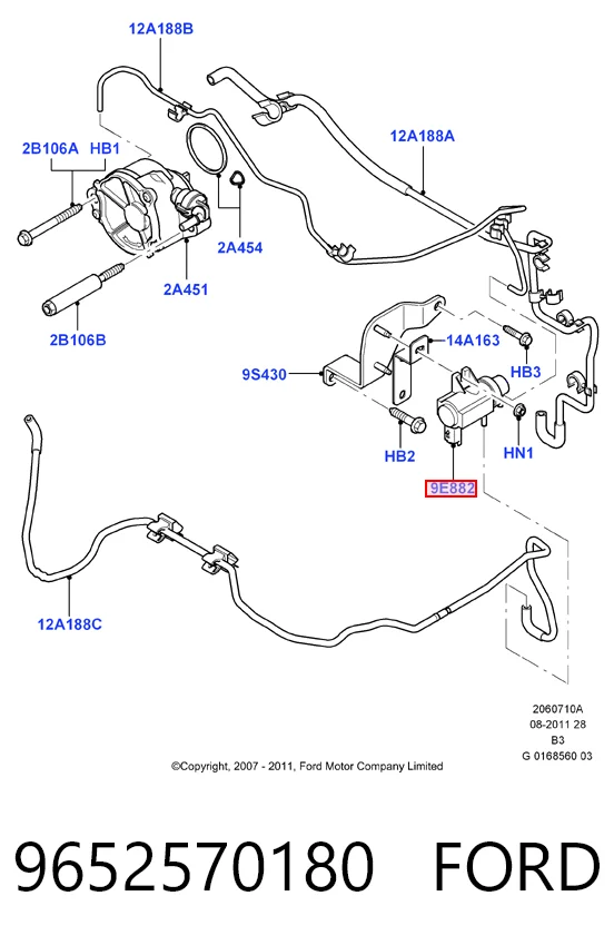 9652570180 Ford Przetwornik ciśnienia (solenoid) doładowania