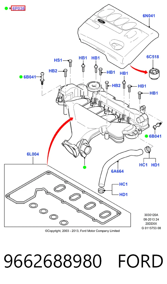 9662688980 Ford Pokrywa zaworowa