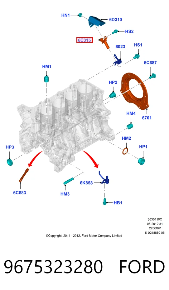 9675323280 Ford Czujnik położenia wału korbowego