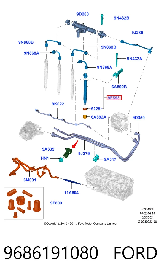 9686191080 Ford Wtryskiwacz paliwa