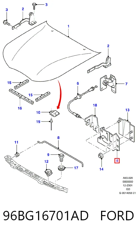 Zamek maski do Ford Mondeo II BFP