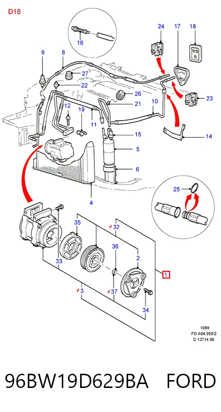 96BW19D629BA Ford Sprężarka klimatyzacji