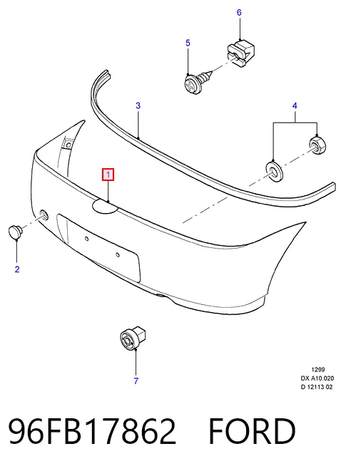 Zderzak tylny Ford Fiesta COURIER awangarda (J5S, J3S) (1996 - 2002) cena, od 106,11 USD