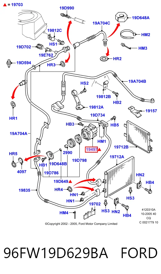 96FW19D629BA Ford Sprężarka klimatyzacji