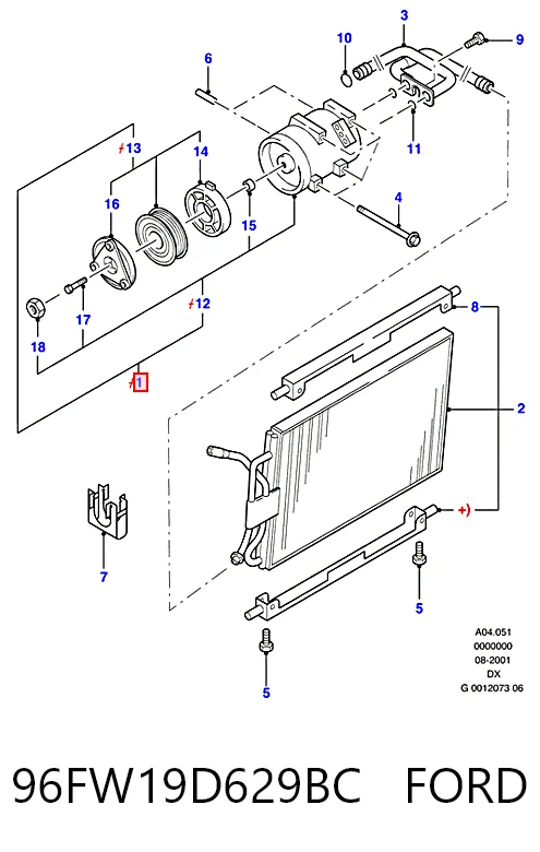 96FW19D629BC Ford Sprężarka klimatyzacji