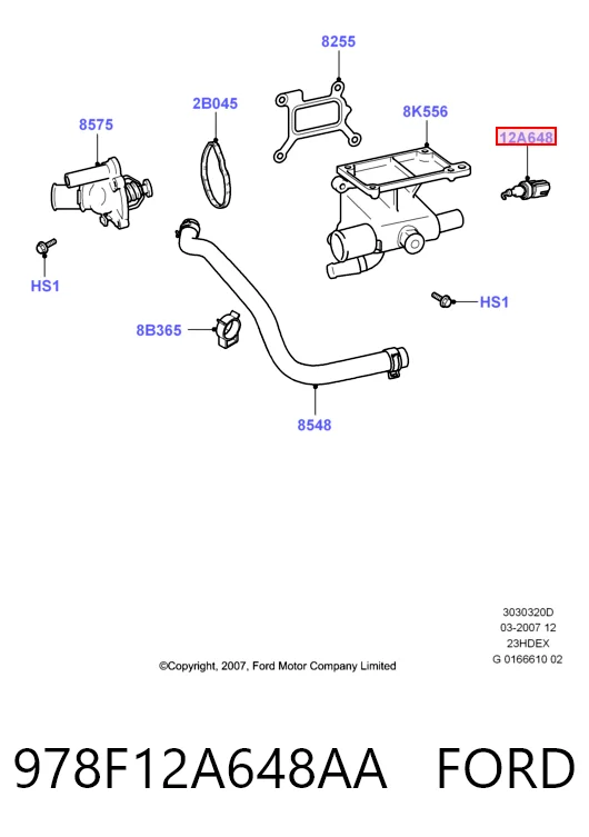978F12A648AA Ford Czujnik temperatury płynu chłodzącego