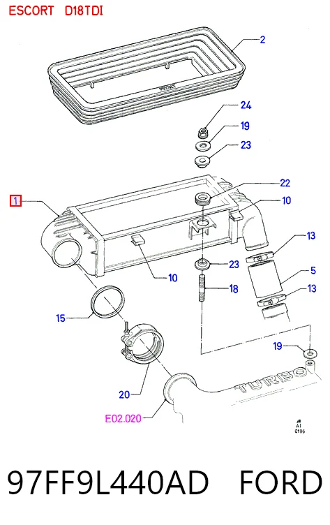 Chłodnica intercoolera do Ford Mondeo II BFP
