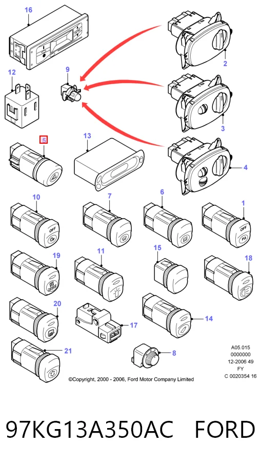  Przycisk włączania światła awaryjnego Ford Transit 5