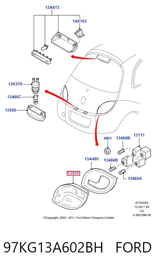 Lampa zespolona tylna prawa Ford Ka hatchback (RBT) (1996 - 2008) cena, od 55,73 USD