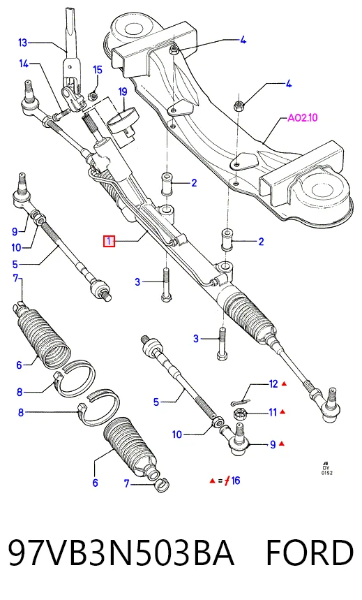 97VB3N503BA Ford Listwa kierownicza (maglownica)