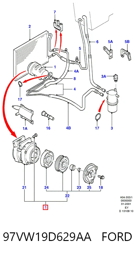 97VW19D629AA Ford Sprężarka klimatyzacji