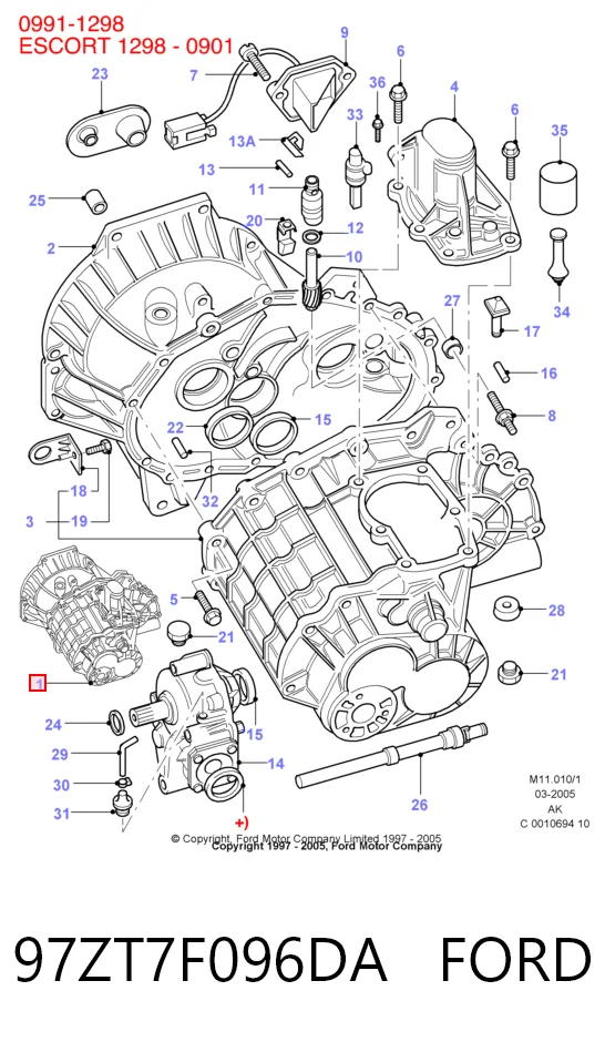 Do koszyka Mechaniczna skrzynia biegów w komplecie Ford Mondeo I GBP