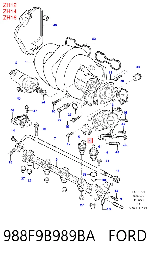 988F9B989BA Ford Czujnik położenia przepustnicy (potencjometr)