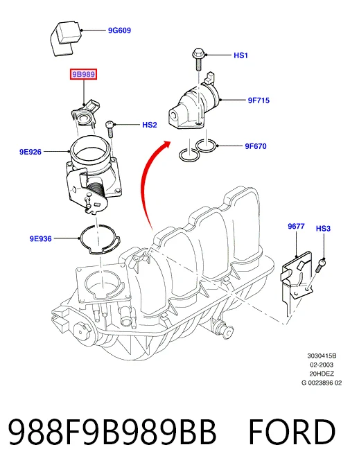 988F9B989BB Ford Czujnik położenia przepustnicy (potencjometr)