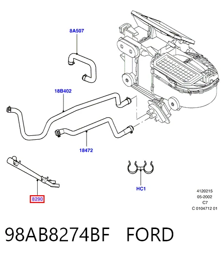 98AB8274BF Ford Przewód (króciec) układu chłodzenia