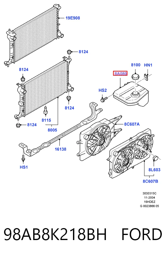 98AB8K218BH Ford Zbiorniczek wyrównawczy układu chłodzenia