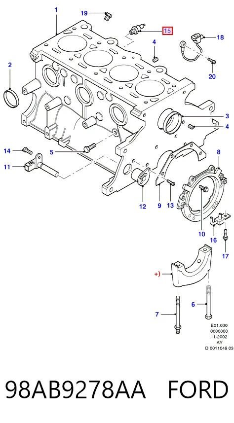 98AB9278AA Ford Czujnik ciśnienia oleju