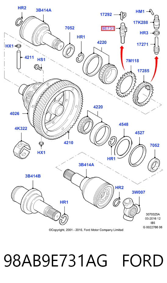 98AB9E731AG Ford Czujnik prędkości