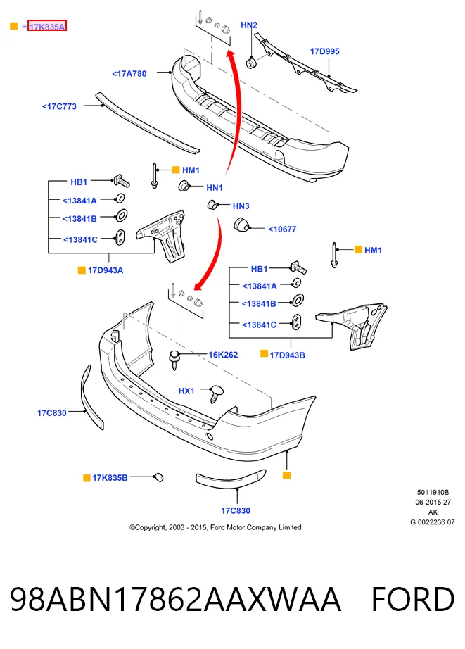 Zderzak tylny Ford Focus I kombi (DNW) (1999 - 2004) cena, od 135,93 USD