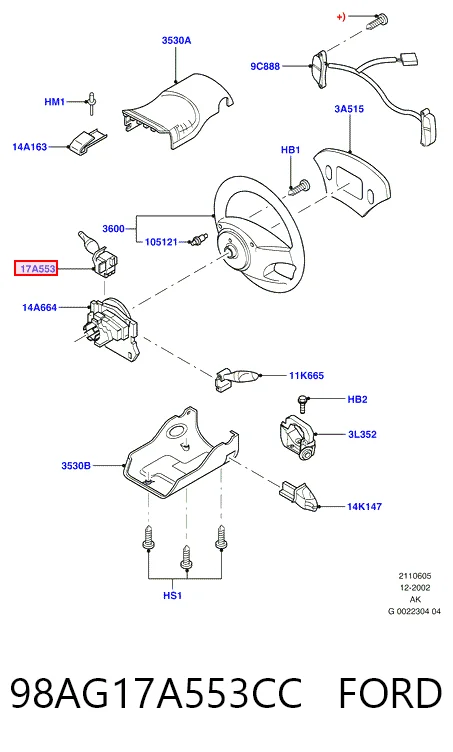 98AG17A553CC Ford Przełącznik zespolony prawy