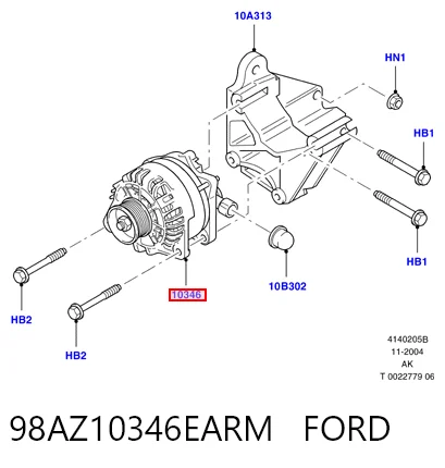 98AZ10346EARM Ford Alternator
